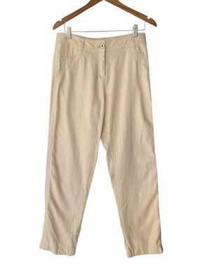 Lagenlook Beige High-Waist Straight Super Soft Linen Pants